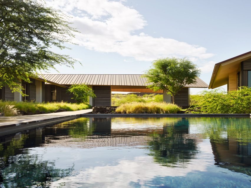 View of the living volume from the pool