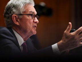 Federal Reserve Chairman Jerome Powell testifies before a hearing of the Senate Committee on Banking, Housing and Urban Affairs on July 15.