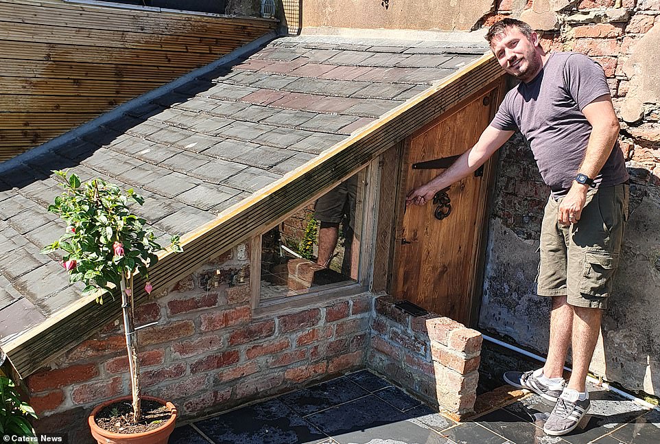 Sam (pictured), 34, who refused to reveal his last name, found the bunker two years ago while excavating and leveling his lawn at his home in Liversedge, West Yorkshire