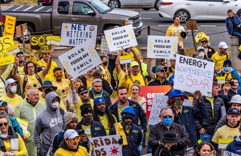 florida solar protest Gov. DeSantis vetoes Florida bill that jeopardized solar net-metering