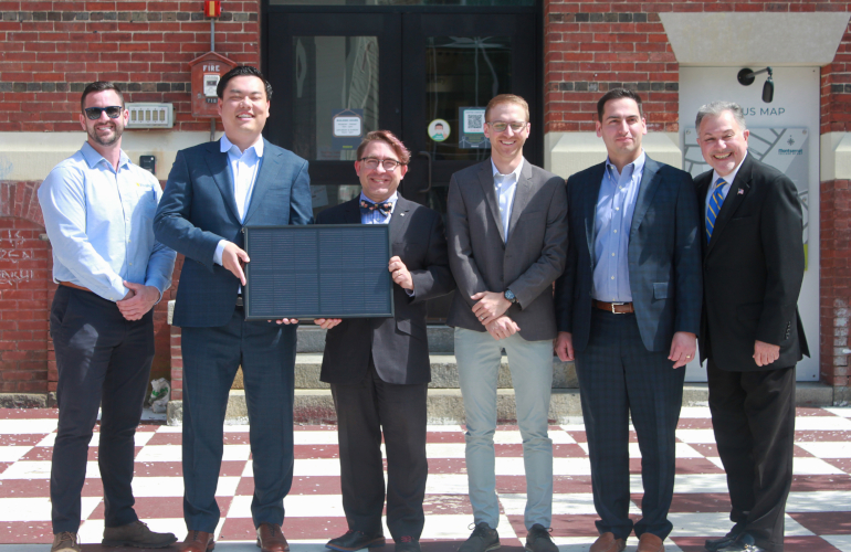 Solar annoucement with Invaleon and Bridge Energy 2 Invaleon Solar donates solar equipment, establishes scholarship fund for Massachusetts college