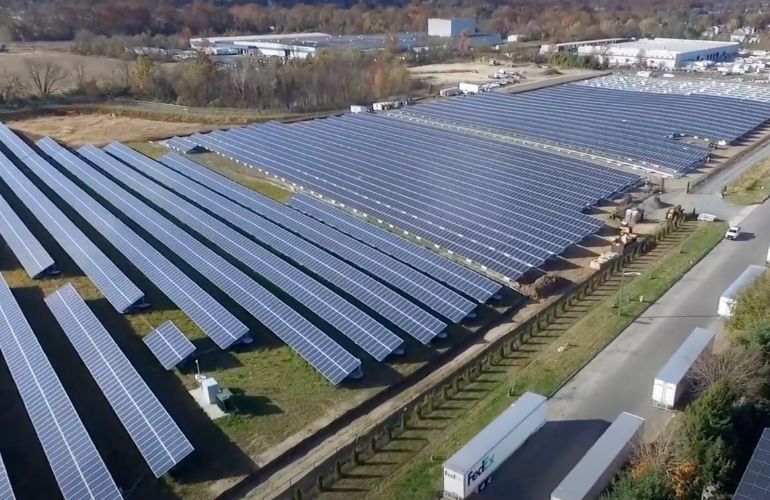 neighborhood sun The Tri County solar array in Delanco, New Jersey was developed by Soltage and uses Neighborhood Sun’s SunEngine community solar software platform.