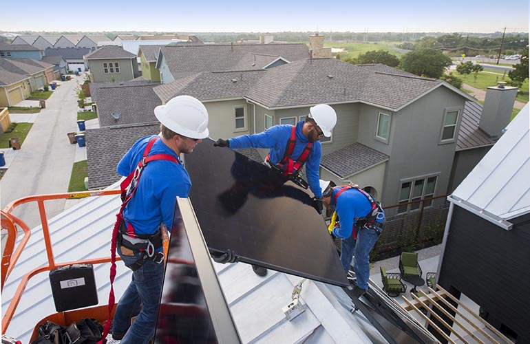 freedomsolarpower2 Since COVID-19 construction regulations were enacted, solar installers have had to start physically distancing themselves, especially on close-quarter work sites like rooftops.
