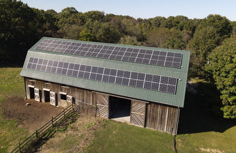 solar barn EFS Energy installed a 25.5-kW solar array on two roof sections of a barn originally built in 1878. EFS Energy