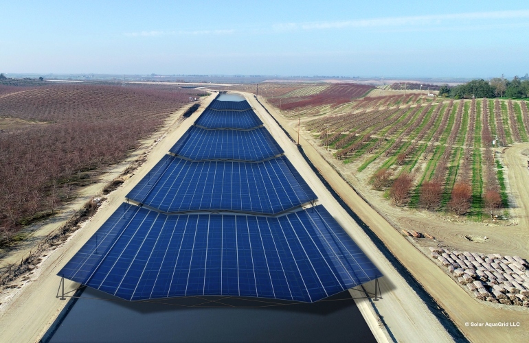 project nexus canal solar project Conceptual rendering of solar panels spanning the 110 foot-wide TID Main Canal. Project Nexus