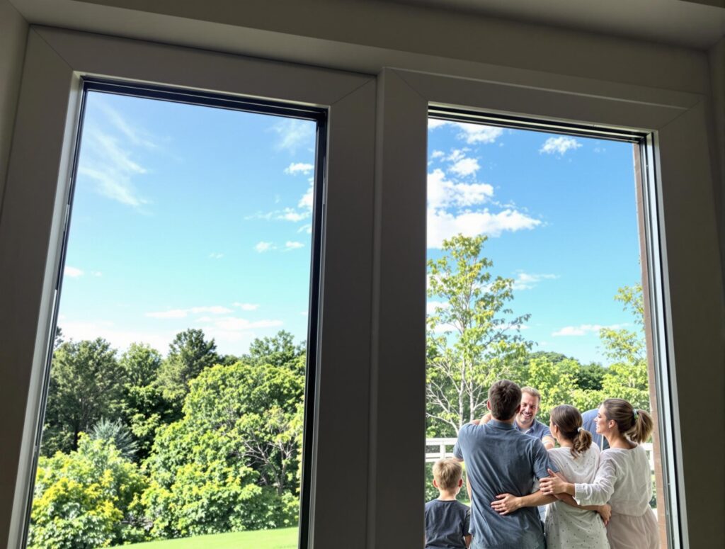 newly installed energy-efficient windows letting in bright natural light while keeping the room cool and comfortable.