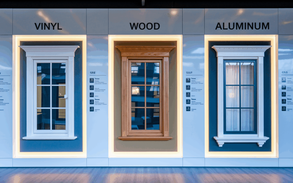 vinyl, wood and aluminum windows
