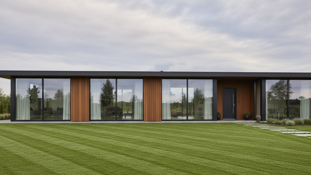 House exterior with debris-free garden